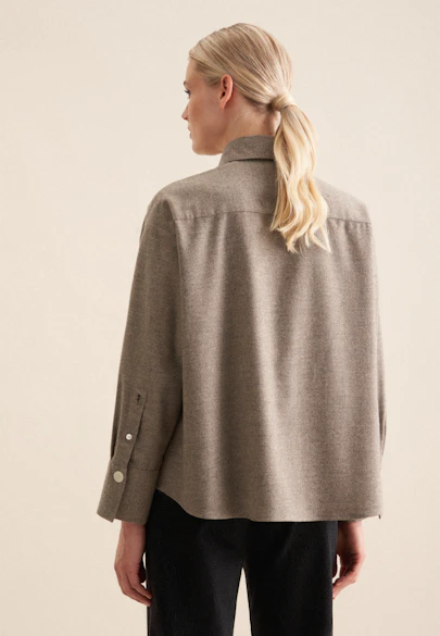 Shirt blouse Uni melange in Grey |  Seidensticker Onlineshop