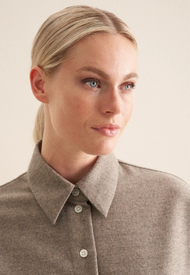 Chemisier chemise Uni Melange in Gris |  Seidensticker Onlineshop