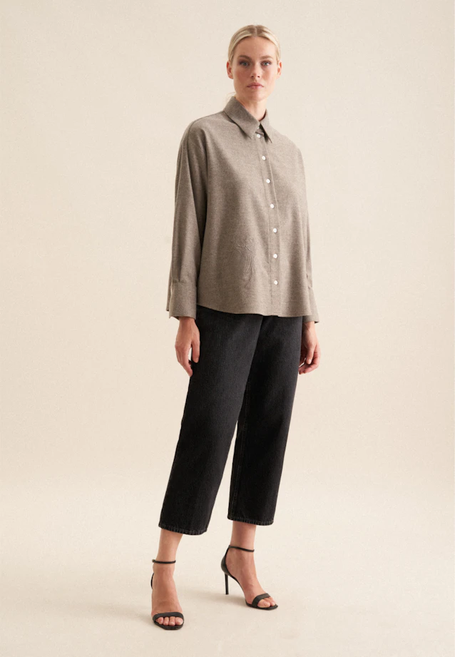 Chemisier chemise Uni Melange in Gris |  Seidensticker Onlineshop