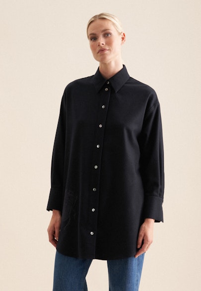 Longbluse Uni Melange in Dunkelblau | Seidensticker Onlineshop