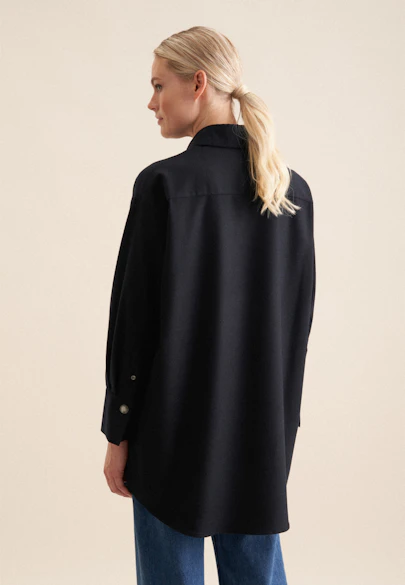 Longbluse Uni Melange in Dunkelblau | Seidensticker Onlineshop
