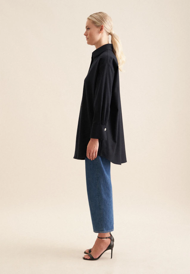 Chemisier long Uni Melange in Bleu Foncé |  Seidensticker Onlineshop