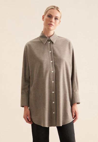 Longbluse Uni Melange in Grau | Seidensticker Onlineshop