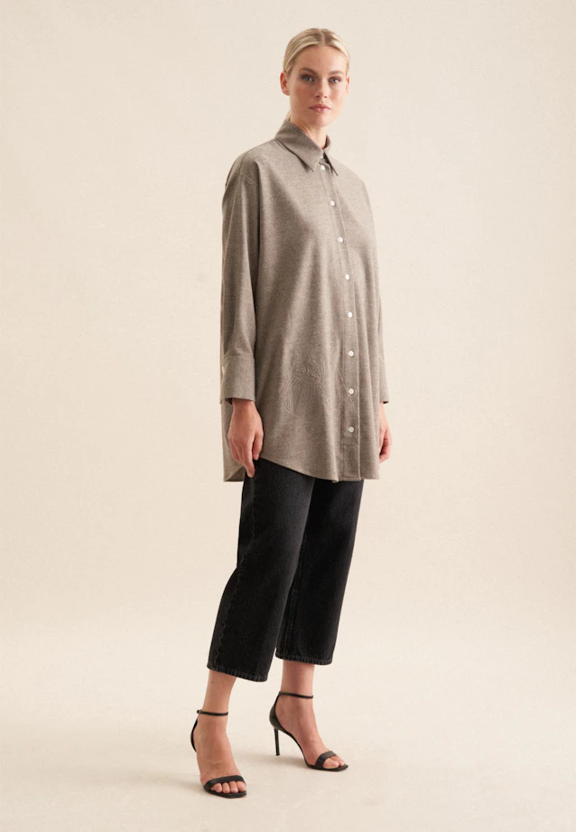 Longbluse Uni Melange in Grau |  Seidensticker Onlineshop