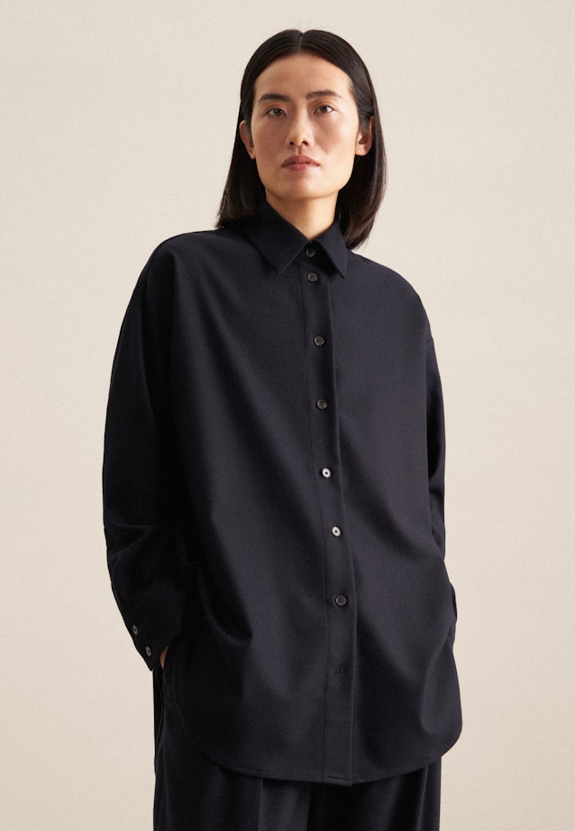 Flanell Longbluse in Dunkelblau |  Seidensticker Onlineshop