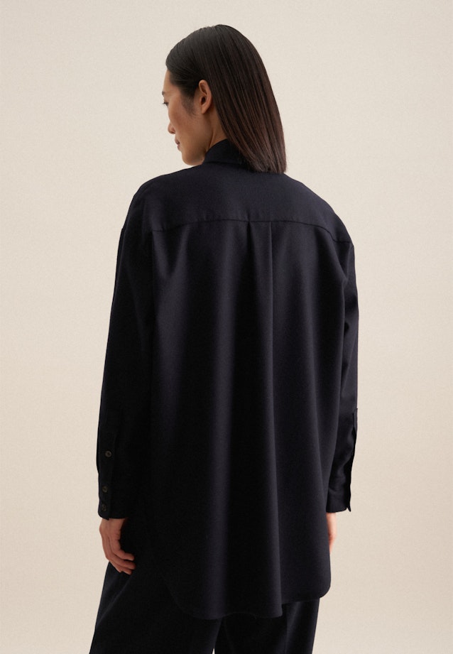 lange Arm Flanell Longblouse in Donkerblauw |  Seidensticker Onlineshop