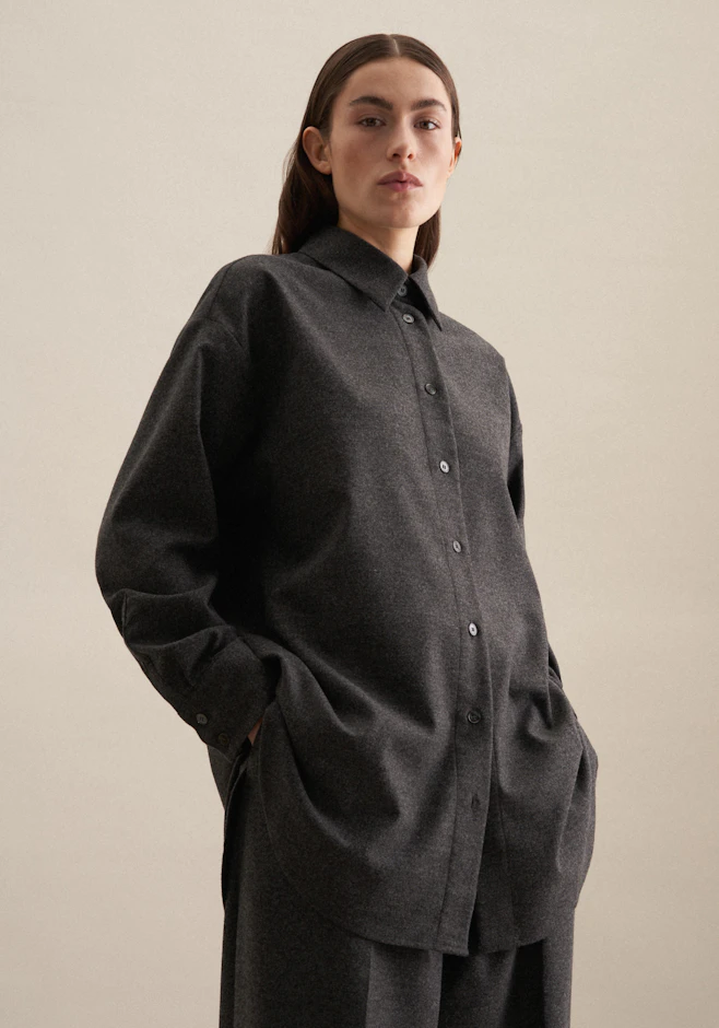 Longbluse uni Melange in Grau | Seidensticker Onlineshop