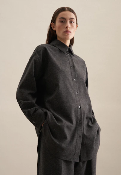 Longbluse uni Melange in Grau |  Seidensticker Onlineshop