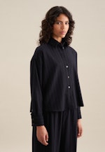 Long sleeve Flannel Shirt Blouse in Dark Blue |  Seidensticker Onlineshop