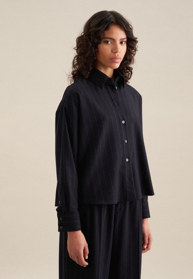 Flannel Shirt Blouse in Dark Blue | Seidensticker online shop