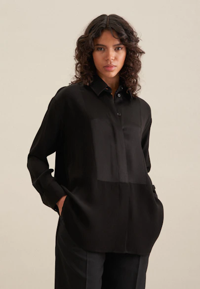 Blouse longue Uni in Noir |  Seidensticker Onlineshop
