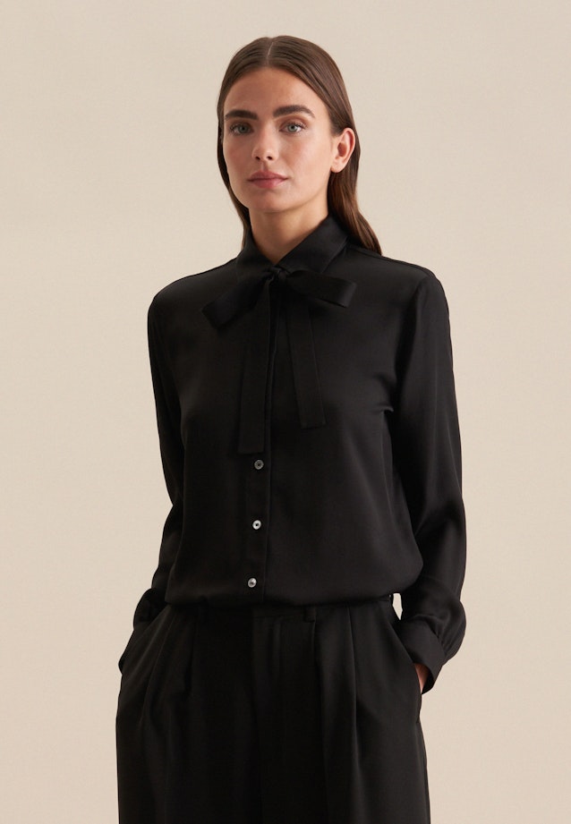 Plain weave Shirt Blouse in Black |  Seidensticker Onlineshop