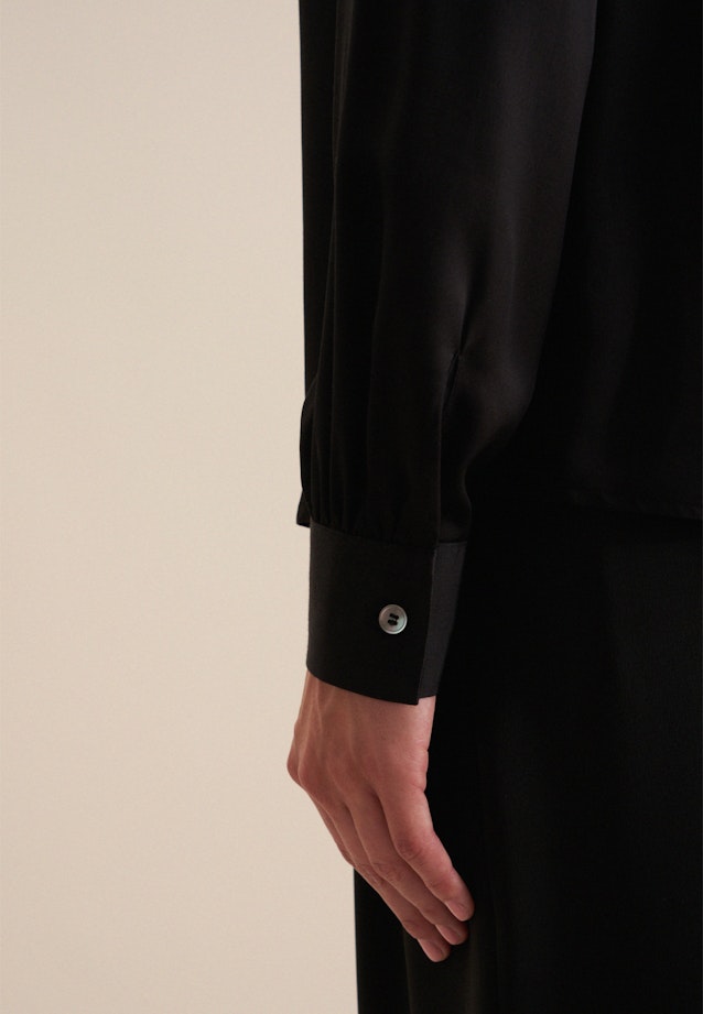 Plain weave Shirt Blouse in Black |  Seidensticker Onlineshop