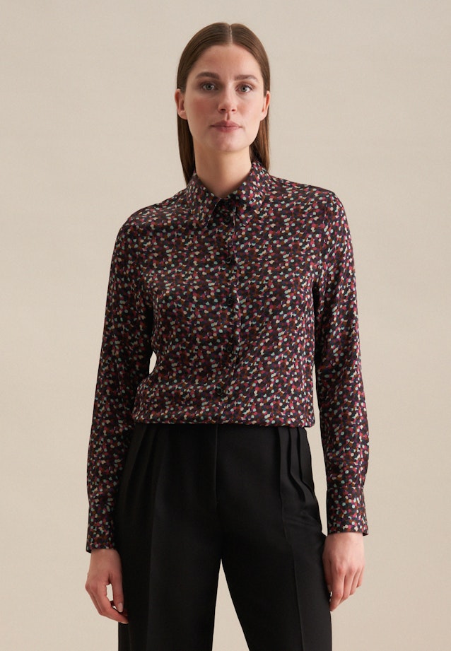 lange Arm Satin Shirtblouse in Zwart |  Seidensticker Onlineshop