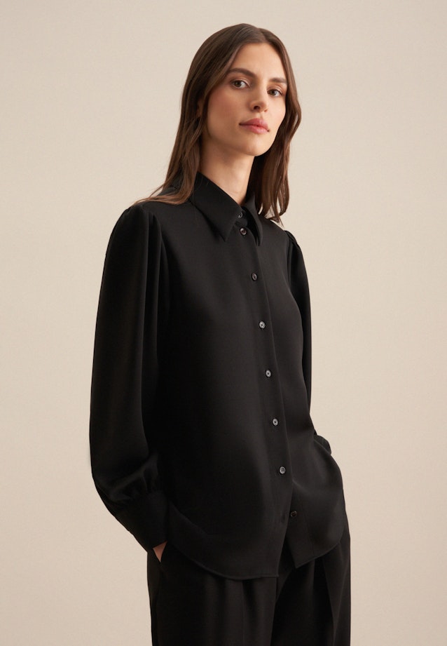 Long sleeve Crepe Shirt Blouse in Black |  Seidensticker Onlineshop