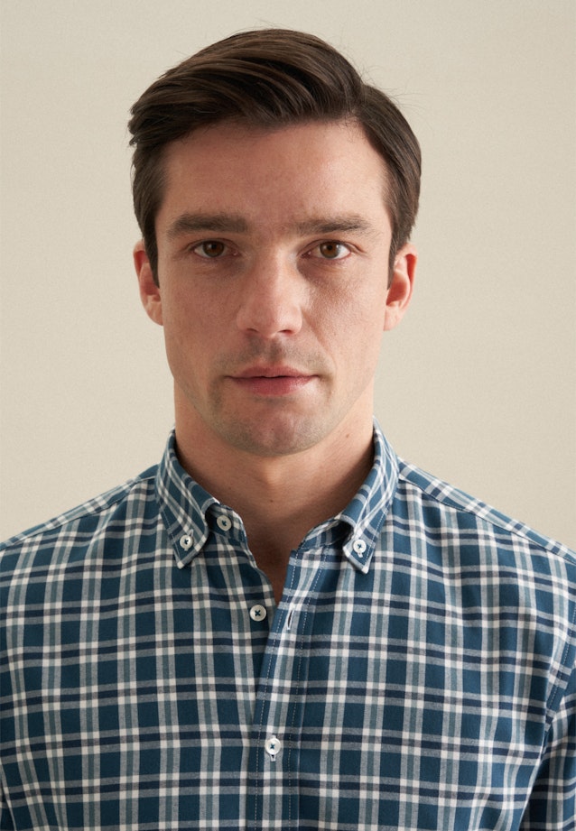 Slim Flannel shirt Check in Turquoise |  Seidensticker Onlineshop