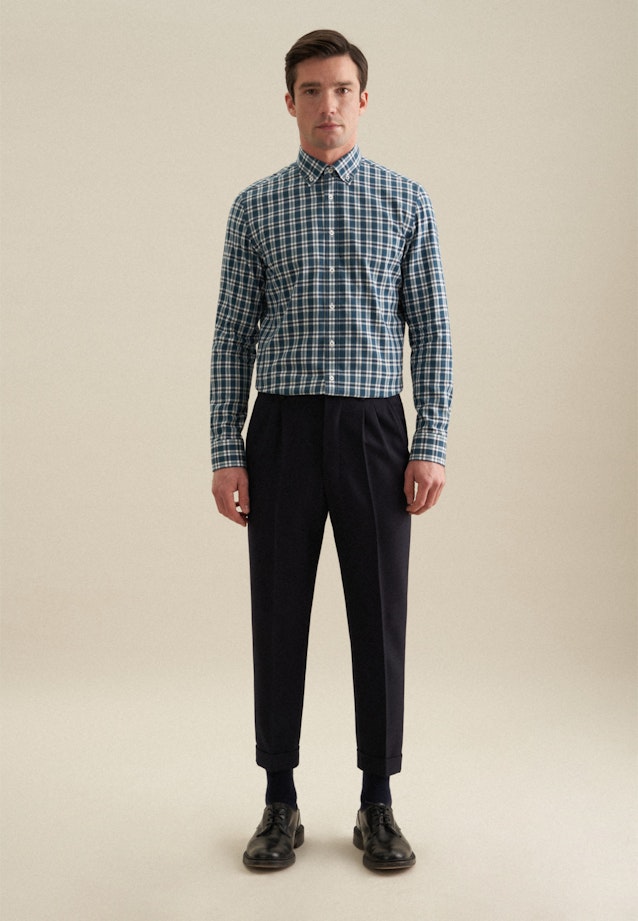 Slim Flannel shirt Check in Turquoise |  Seidensticker Onlineshop
