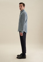 Flannel shirt in Slim with Button-Down-Collar in Turquoise |  Seidensticker Onlineshop