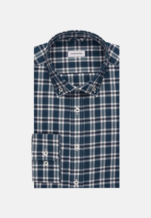 Flannel shirt in Slim with Button-Down-Collar in Turquoise |  Seidensticker Onlineshop