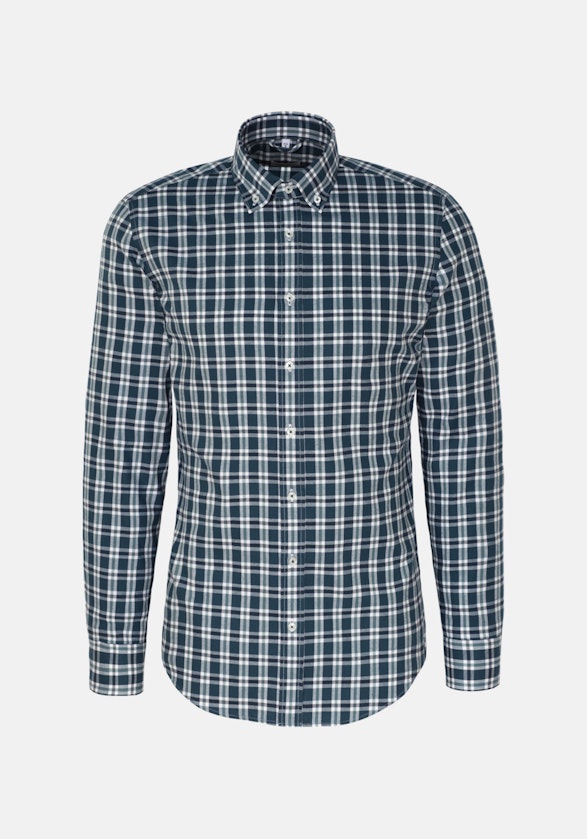 Slim Flanellhemd Karo in Türkis | Seidensticker Onlineshop