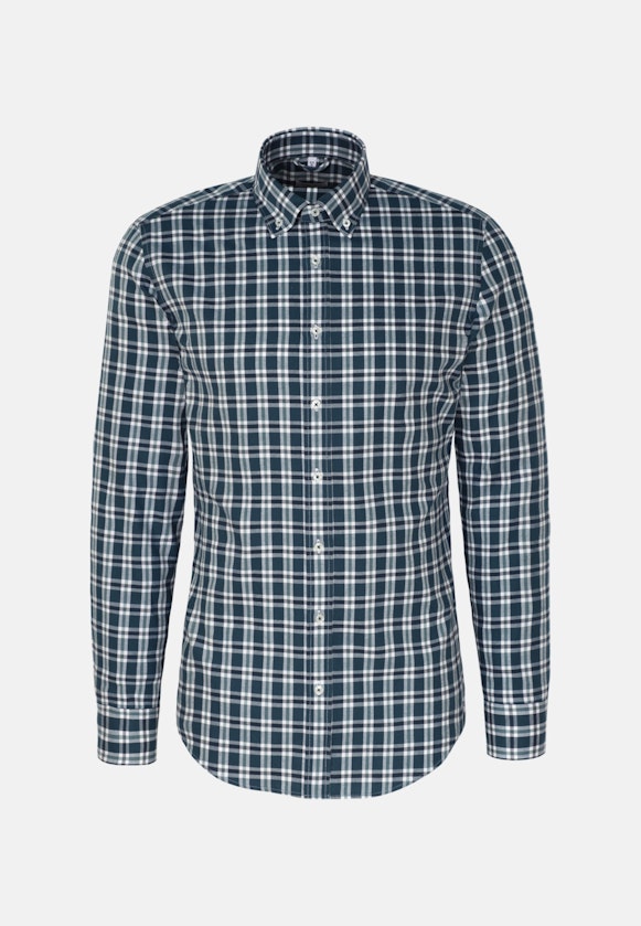 Flanell Flanellhemd in Slim mit Button-Down-Kragen in Türkis |  Seidensticker Onlineshop