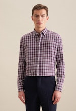 Flannel shirt in Slim with Button-Down-Collar in Purple |  Seidensticker Onlineshop