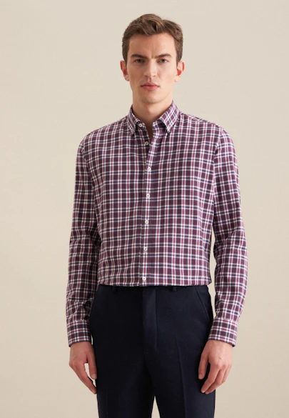 Slim Flanellhemd Karo in Lila |  Seidensticker Onlineshop