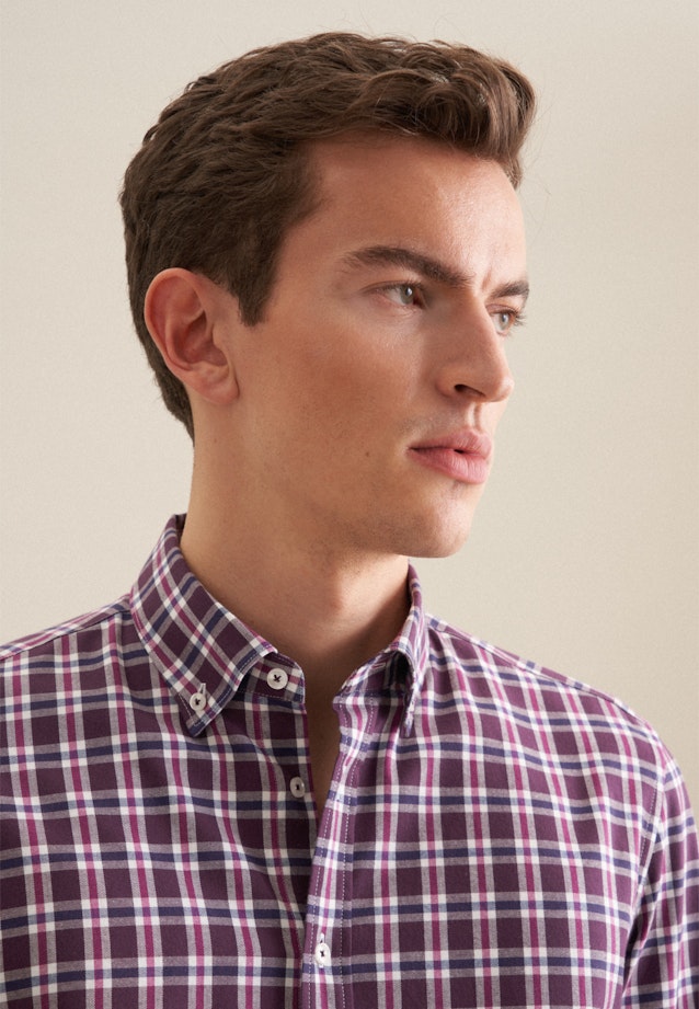 Flannel shirt in Slim with Button-Down-Collar in Purple |  Seidensticker Onlineshop