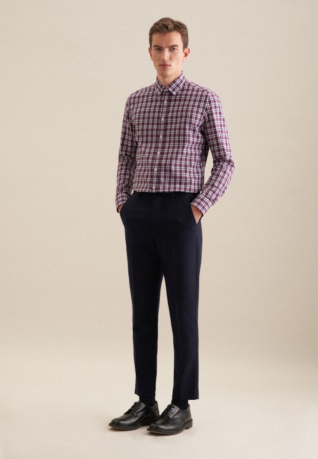 Chemise en flanelle Slim Flanelle Col Boutonné in Lilas |  Seidensticker Onlineshop