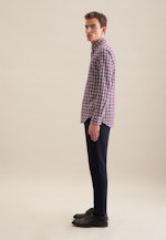 Flanellen hemd in Slim with Button-Down-Kraag in Paars |  Seidensticker Onlineshop