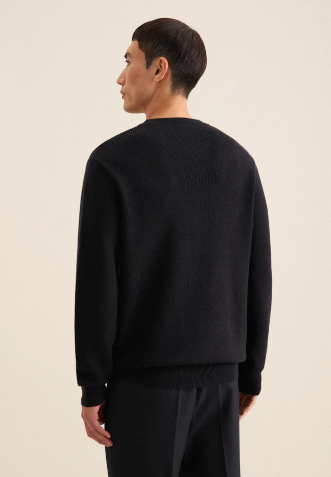 Regular Pullover Uni dans Bleu Foncé | Boutique en ligne Seidensticker