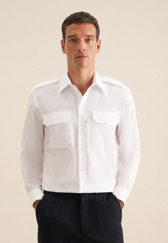 Regular Chemise de pilote Uni dans Blanc | Boutique en ligne Seidensticker