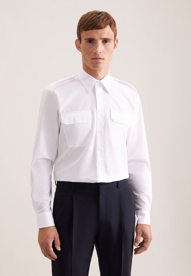 Regular Chemise de pilote Uni dans Blanc | Boutique en ligne Seidensticker