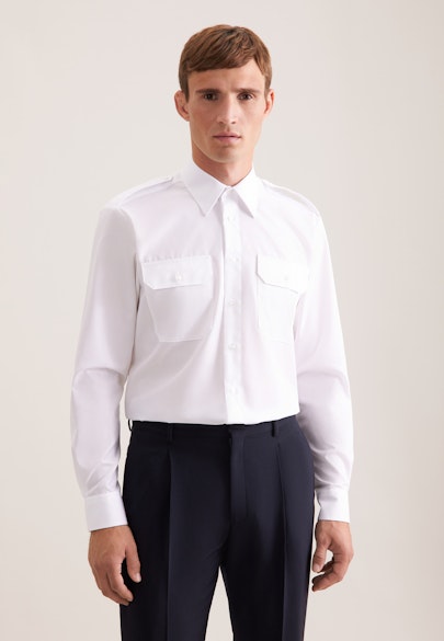 Regular Chemise de pilote Uni in Blanc |  Seidensticker Onlineshop