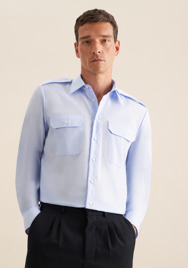 Regular Chemise de pilote Uni in Bleu Clair | Seidensticker Onlineshop