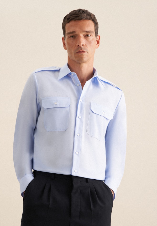 Regular Chemise de pilote Uni dans Bleu Clair | Boutique en ligne Seidensticker