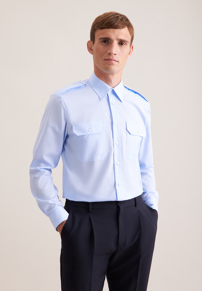 Regular Pilotenhemd Uni in Hellblau | Seidensticker Onlineshop