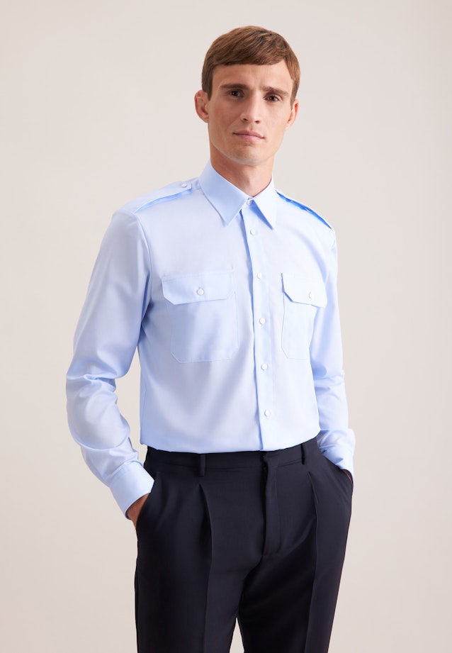 Regular Chemise de pilote Uni in Bleu Clair |  Seidensticker Onlineshop