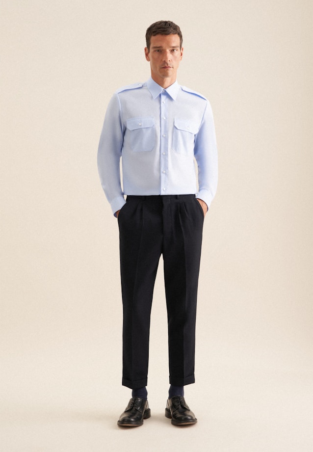 Regular Chemise de pilote Uni in Bleu Clair |  Seidensticker Onlineshop