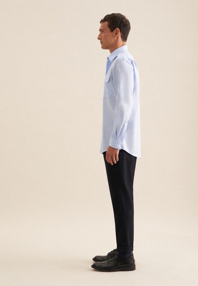 Regular Chemise de pilote Uni in Bleu Clair |  Seidensticker Onlineshop
