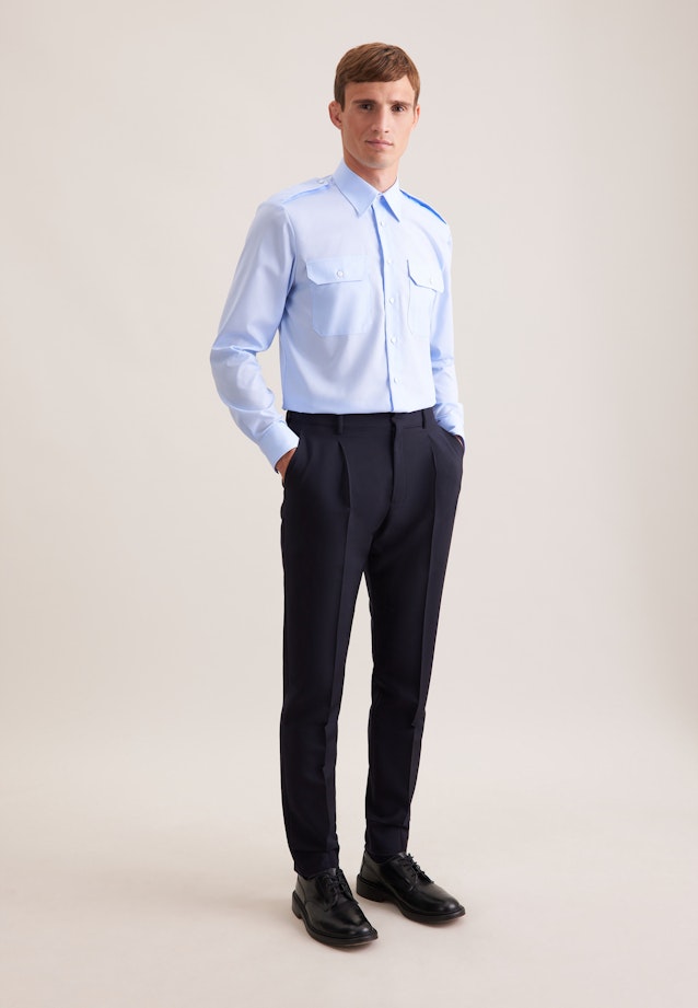 Regular Chemise de pilote Uni in Bleu Clair |  Seidensticker Onlineshop