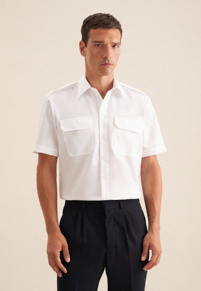 Regular Chemise de pilote Uni dans Blanc | Boutique en ligne Seidensticker