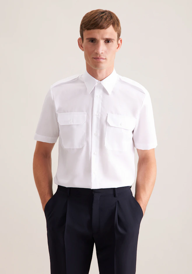 Regular Chemise de pilote Uni dans Blanc | Boutique en ligne Seidensticker