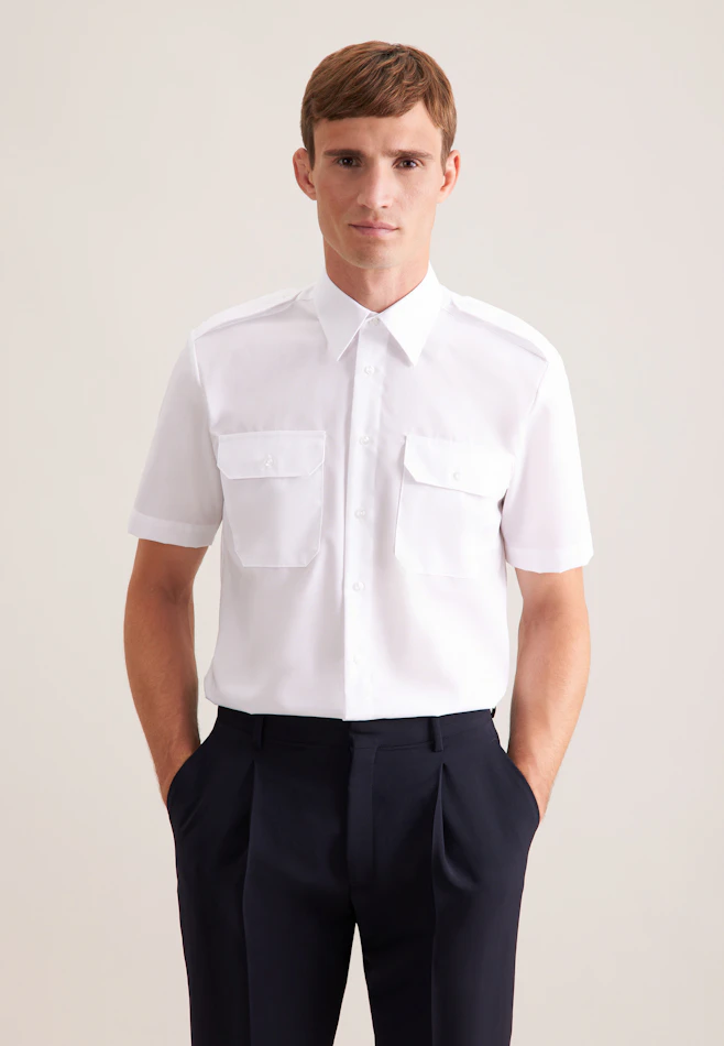 Regular Chemise de pilote Uni dans Blanc | Boutique en ligne Seidensticker