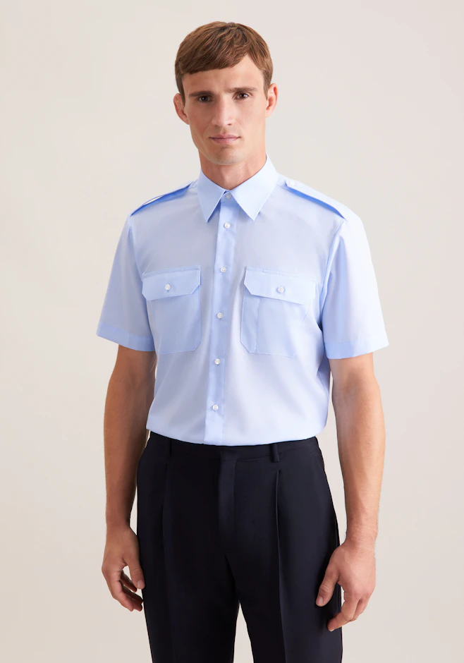 Regular Chemise de pilote Uni dans Bleu Clair | Boutique en ligne Seidensticker