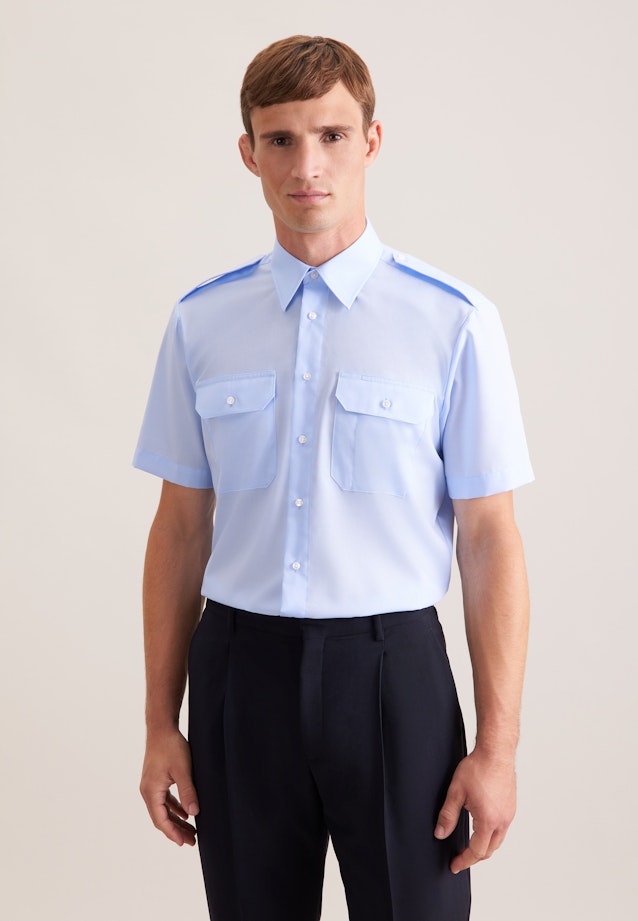 Regular Chemise de pilote Uni in Bleu Clair |  Seidensticker Onlineshop