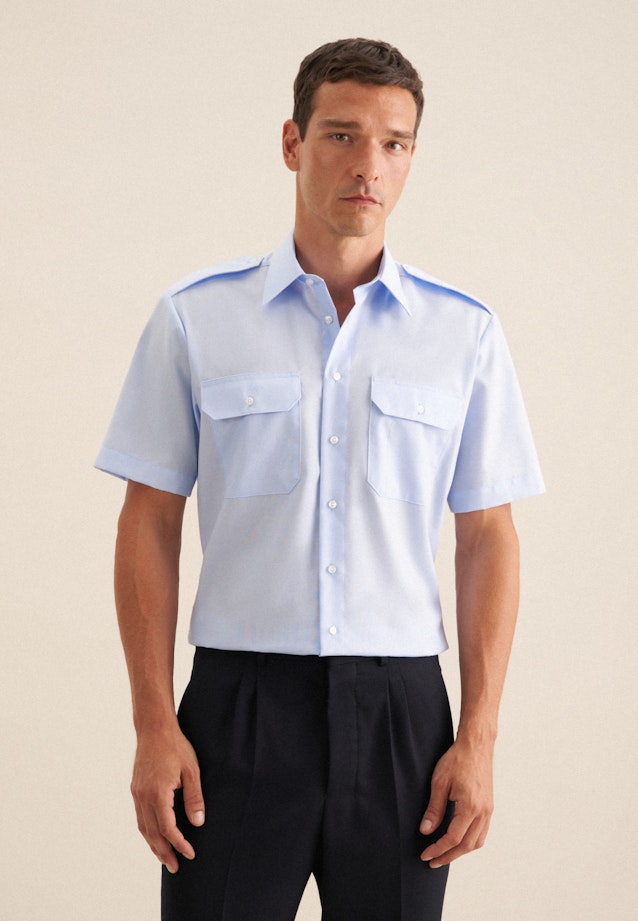 Chemise De Pilote Regular Manche Courte Classique in Bleu Moyen |  Seidensticker Onlineshop