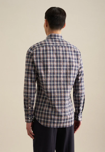 Shaped Chemise en flanelle carreaux in Bleu Foncé |  Seidensticker Onlineshop