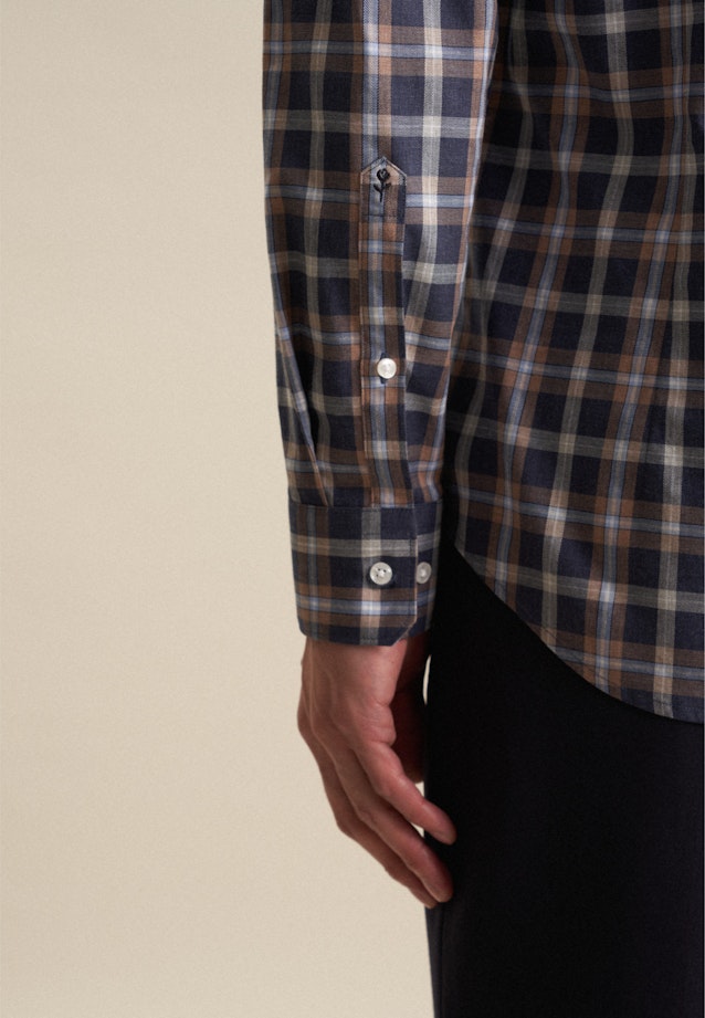 Flannel shirt in Shaped with Button-Down-Collar in Dark Blue |  Seidensticker Onlineshop