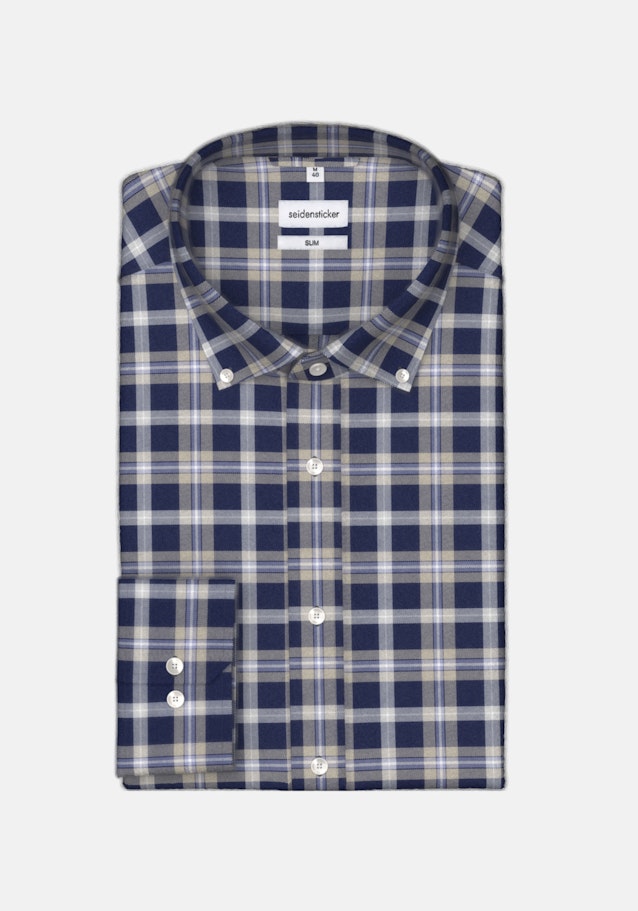 Shaped Flanellhemd Karo in Dunkelblau | Seidensticker Onlineshop
